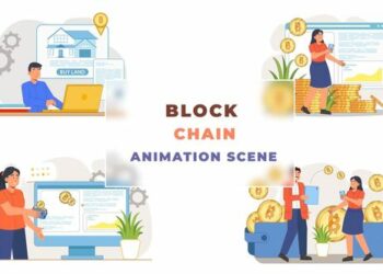 VideoHive Blockchain Bitcoin Animation Scene 43665671