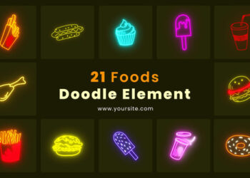 VideoHive Tasty Foods Doodle Element Pack 43803515