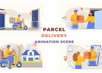 VideoHive Online Order Parcel Delivery Animated Scene 43660464