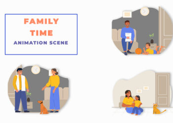 VideoHive Happy Family Time Memories Animation Scene 43479445