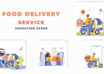 VideoHive Online Order Food Delivery Service Animation Scene 43784489
