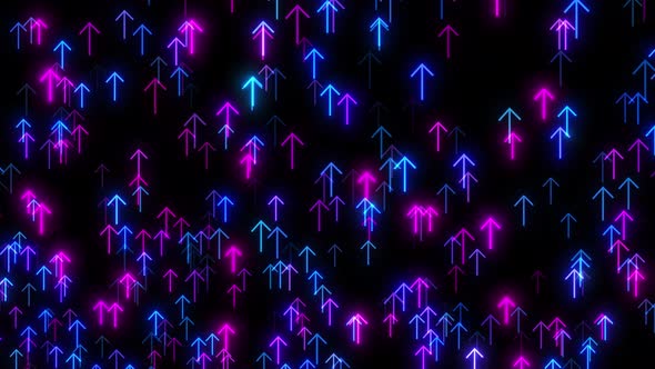 VideoHive Glowing Neon Arrows Direction Animation On Black Background, Neon Arrows Blinking On Black 47574749