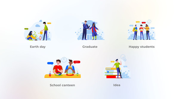 VideoHive Happy Students - Flat Concepts 47721615