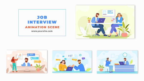 VideoHive Job Interview Creative Flat Character Animation Scene 47494918
