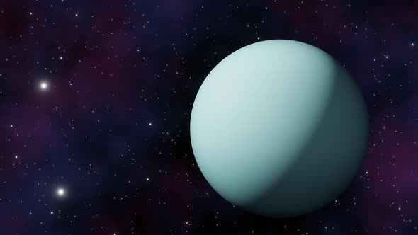 VideoHive Planet Uranus view from outer space and twinkling stars in the Milky Way galaxy 3d render. Solar 47562865