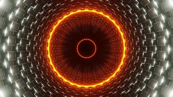 VideoHive Silver With Orange Cylindrical Mechanism Background Vj Loop In 4K 47574182